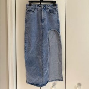 ASOS Light Blue Denim Cutout Midi Skirt